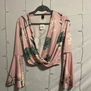 Floral Pink Wrap Top